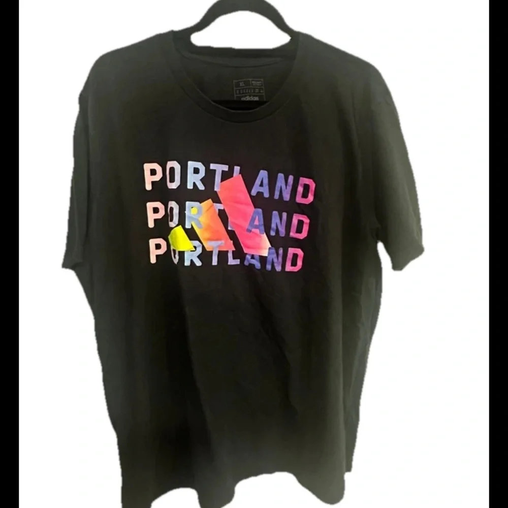 adidas Black Tee with Multicolor Portland Graphic - Picture 1 of 1